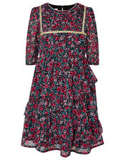 Ditsy Rose Dress in Recycled Fabric, Red (RED), large