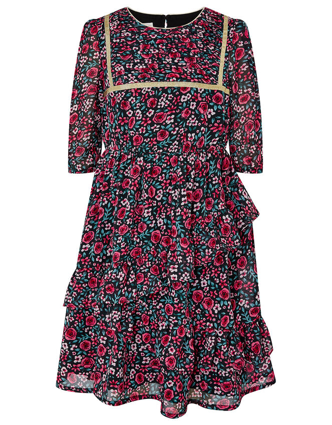 Ditsy Rose Dress in Recycled Fabric, Red (RED), large
