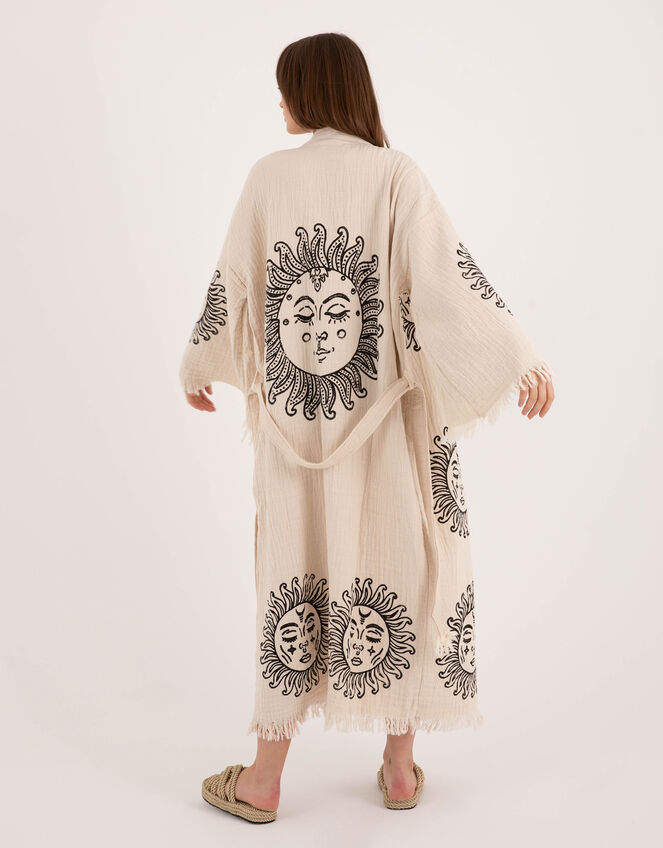 Meraki Beach Sun Woodblock Print Kimono, , large