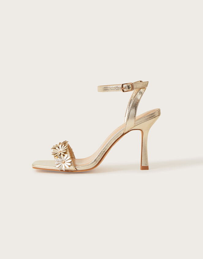 Metallic Flower Sandals, Gold (GOLD), large