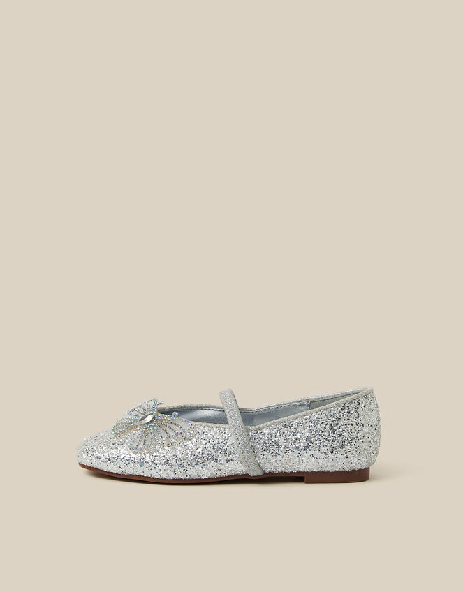 Gemstone Butterfly Glitter Ballet Flats , Ivory (IVORY), large