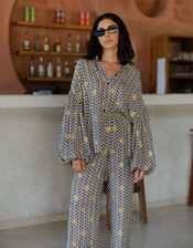 Sundress Coquelicot Printed Wide Leg Trousers, Black (BLACK), large