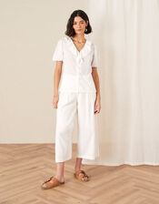 Leandra Ruffle Collar Jersey Blouse, Ivory (IVORY), large