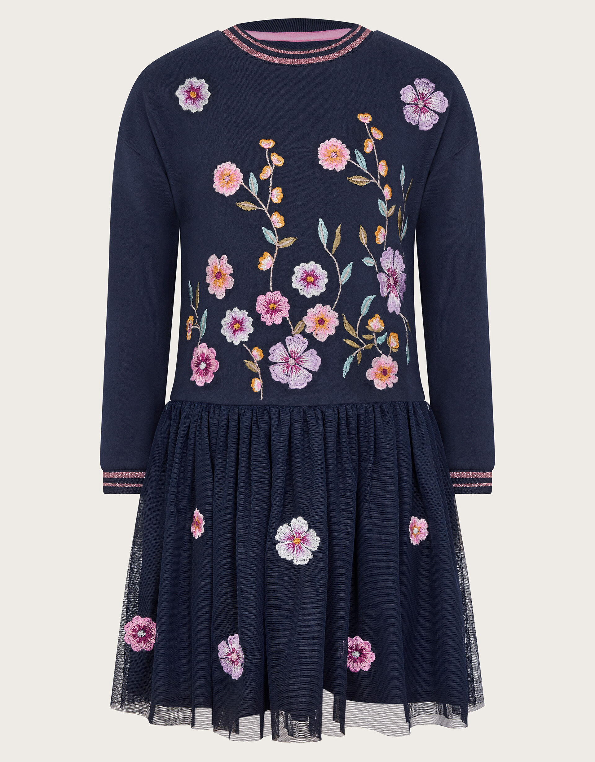 Monsoon navy flower girl dress discount