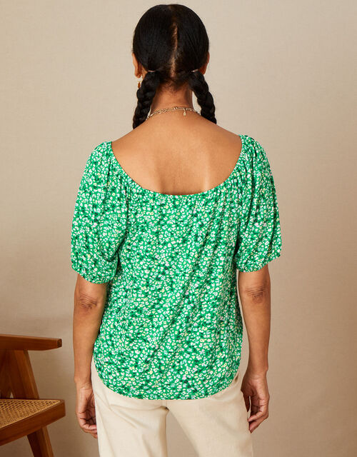 Ditsy Jersey Top with LENZING™ ECOVERO™ , Green (GREEN), large