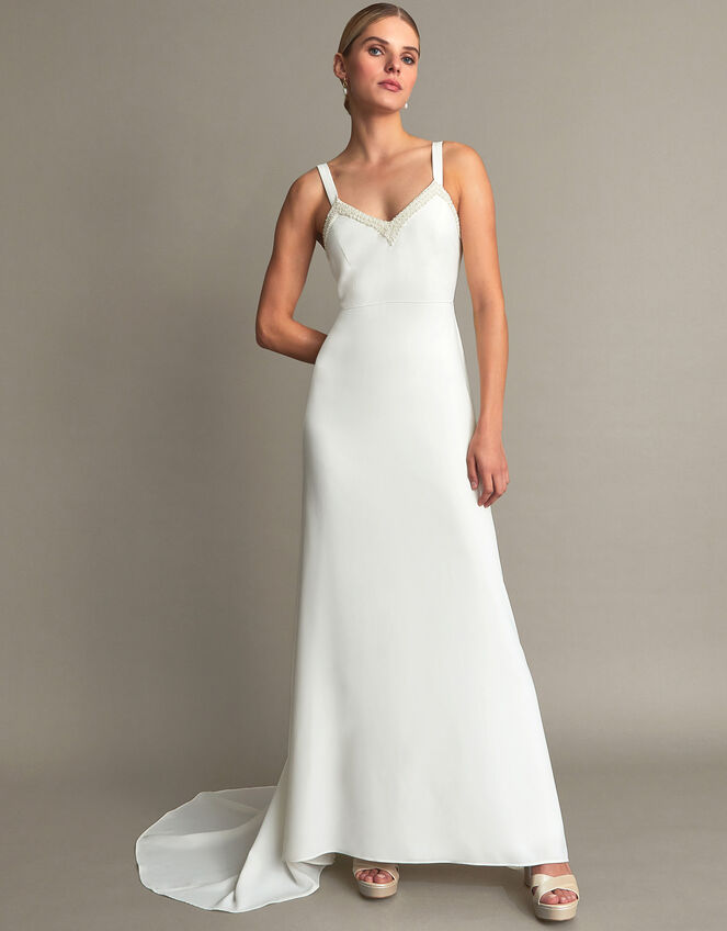 Kate Pearl Trim Bridal Dress, Ivory (IVORY), large