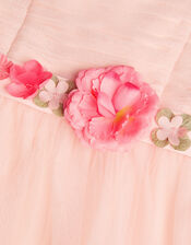 Fleur Flower Belt Tulle Dress, Pink (PINK), large