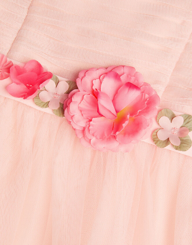 Fleur Flower Belt Tulle Dress, Pink (PINK), large