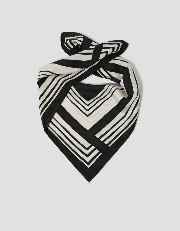 Salma Silk Monochrome Square Scarf, , large