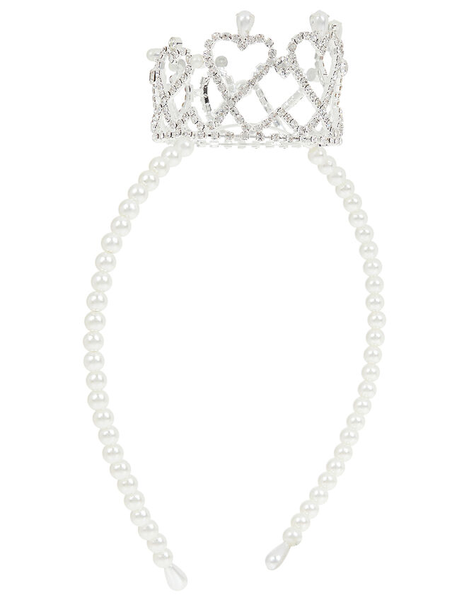 Harriet Pearl and Diamante Crown Headband, , large