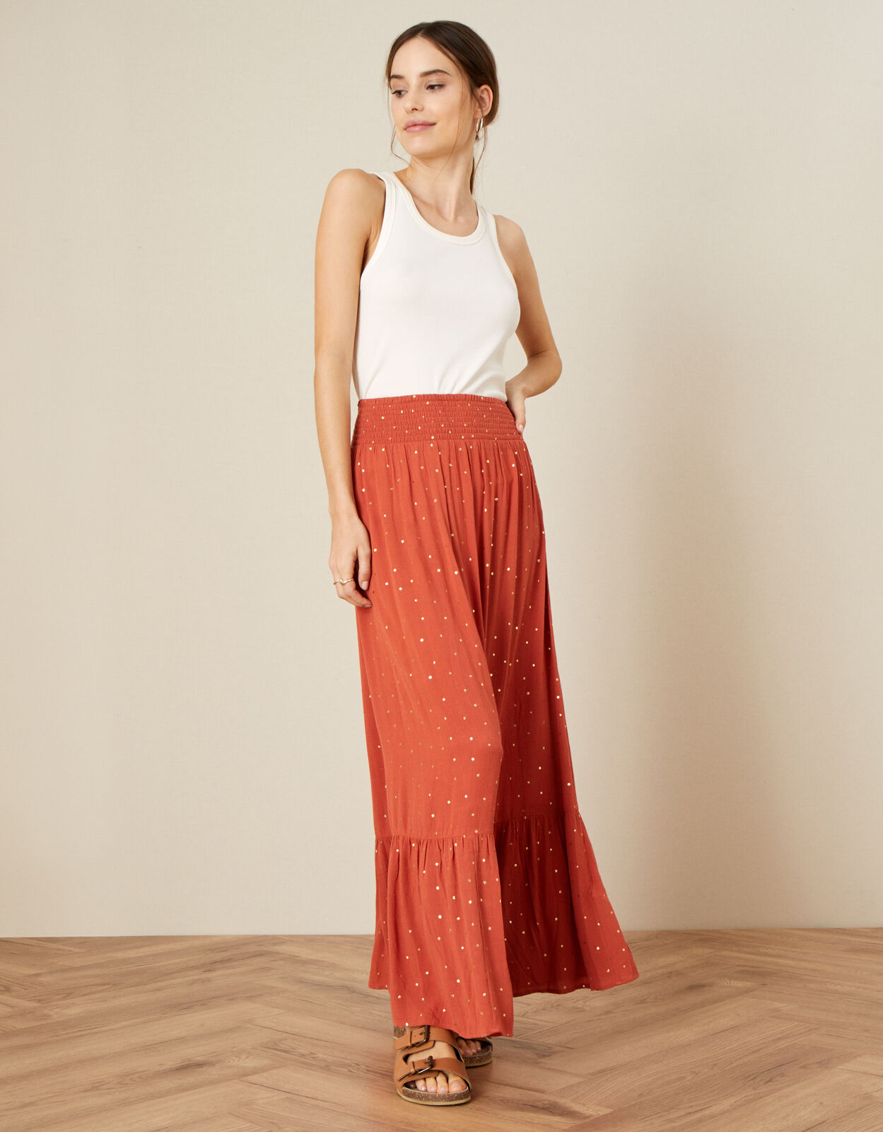 rust maxi skirt