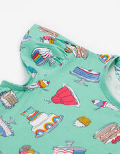 Frugi Morwenna Print Skater Dress, Green (GREEN), large