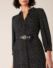Ditsy Print Shirt Dress with LENZING™ ECOVERO™, Black (BLACK), large