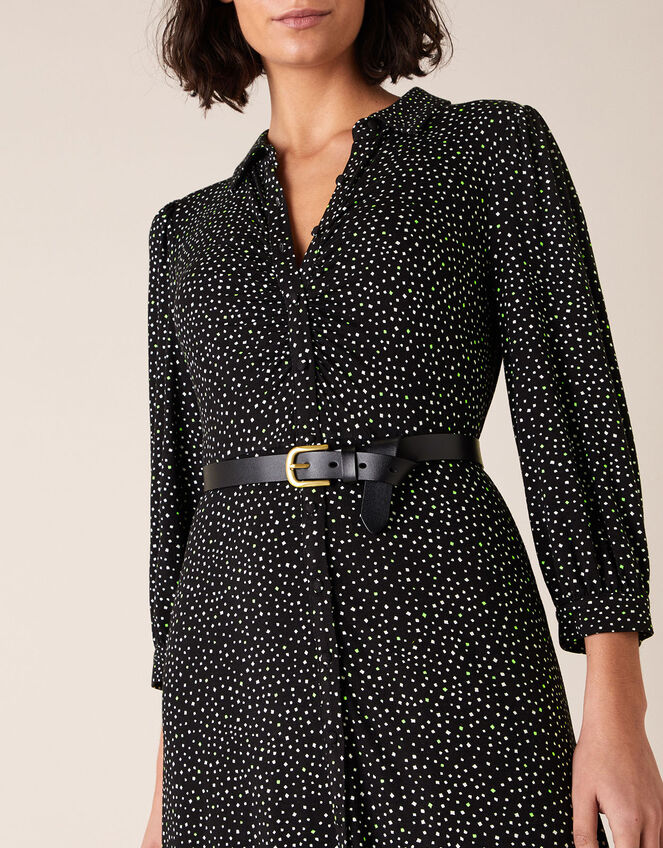 Ditsy Print Shirt Dress with LENZING™ ECOVERO™, Black (BLACK), large