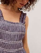 Glori Gingham Jersey Midi Dress, Blue (NAVY), large