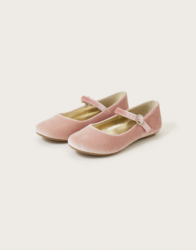 Diamante Velvet Ballerina Flats, Pink (PINK), large