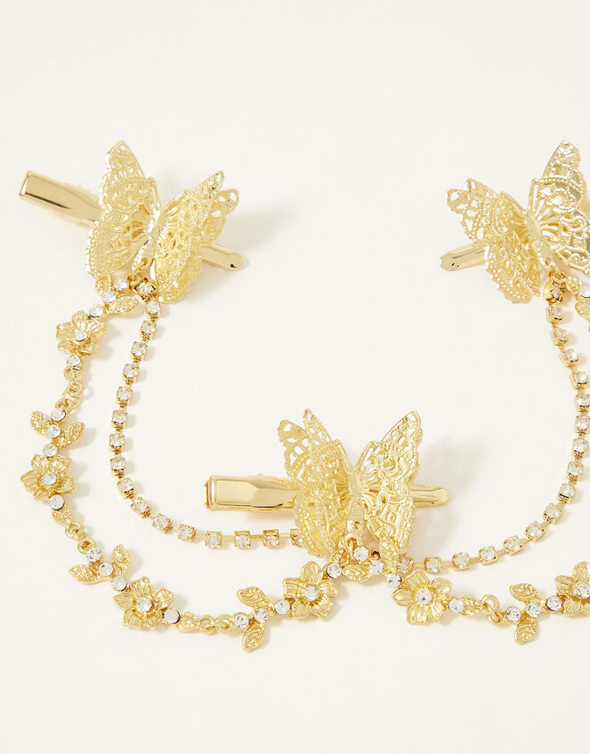 Butterfly and Rose Triple Hair Clip, , large