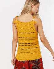 Cora Crochet Vest Top, Yellow (YELLOW), large