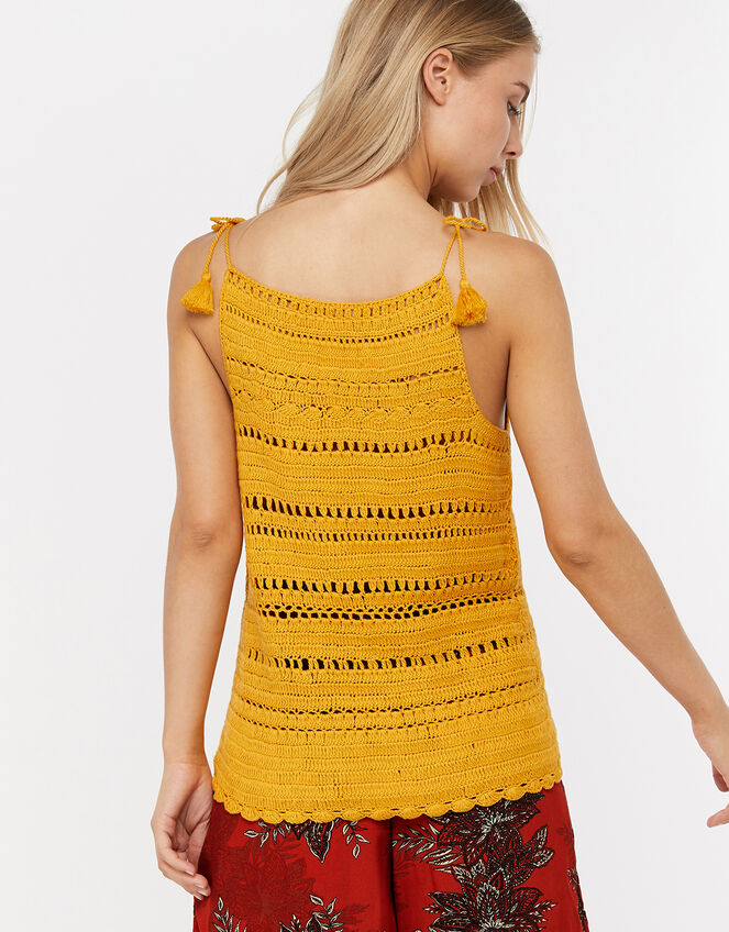 Cora Crochet Vest Top, Yellow (YELLOW), large