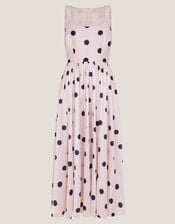 Sicily Polka Dot Fit & Flare Midi Dress, Ivory (IVORY), large