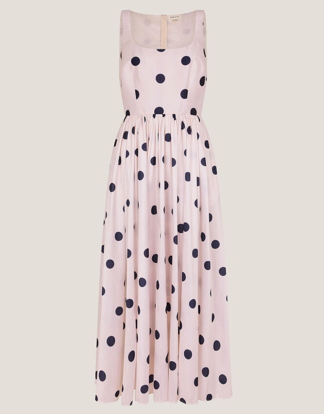 Sicily Polka Dot Fit & Flare Midi Dress, Ivory (IVORY), large