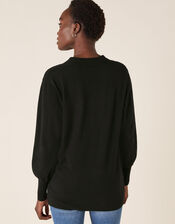 Pearly Button Cardigan, Black (BLACK), large