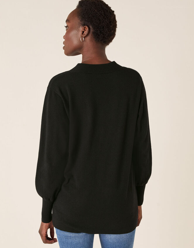 Pearly Button Cardigan, Black (BLACK), large