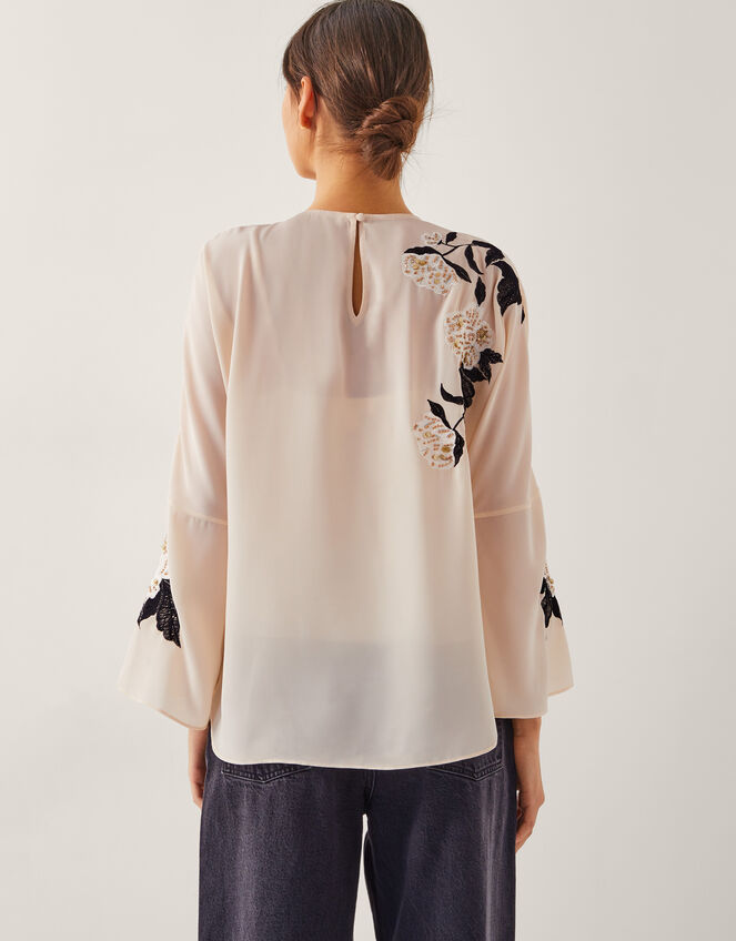 Ariah Floral Embellished Blouse, Cream (CREAM), large