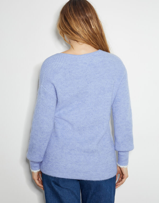 Raylee Wrap Ribbed Jumper, Blue (PALE BLUE), large