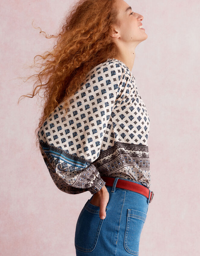 Hern Print Jersey Blouse, Cream (CREAM), large