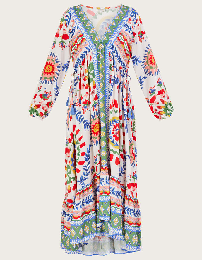 Floral Ledger Horse Smock Top Dress