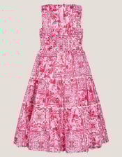 Tile Print Sleeveless Dress, Pink (PINK), large