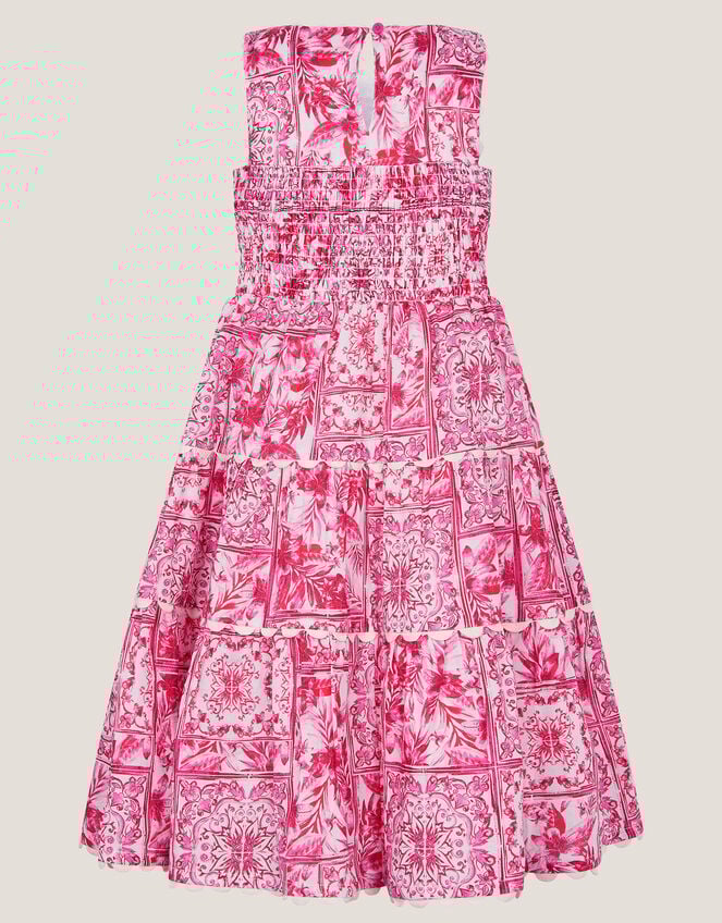 Tile Print Sleeveless Dress, Pink (PINK), large