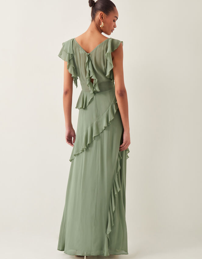 Romy Ruffle Maxi Dress, Green (SAGE), large