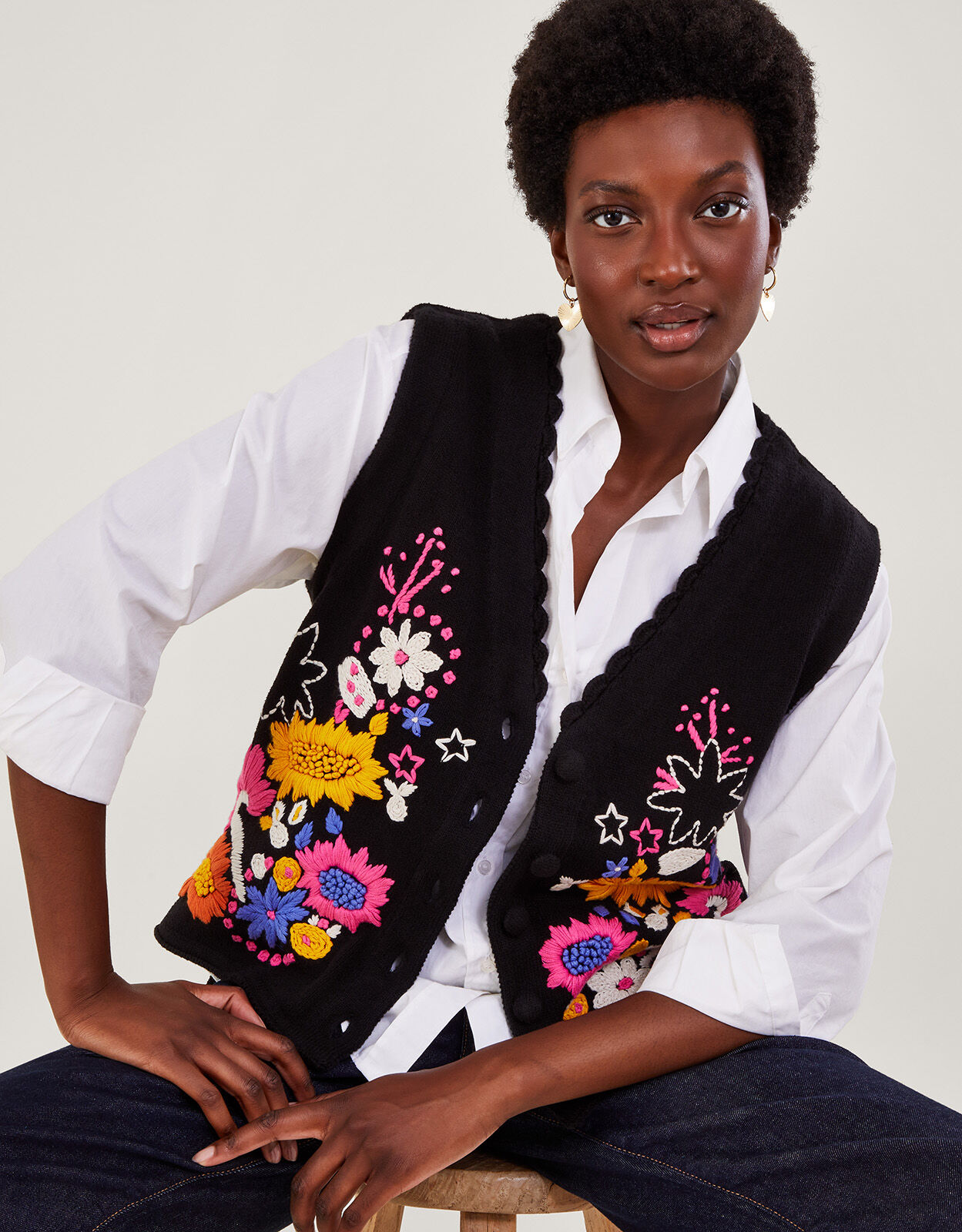 ANDMARY Regina vest set ブラック Embellished Waistcoat Black