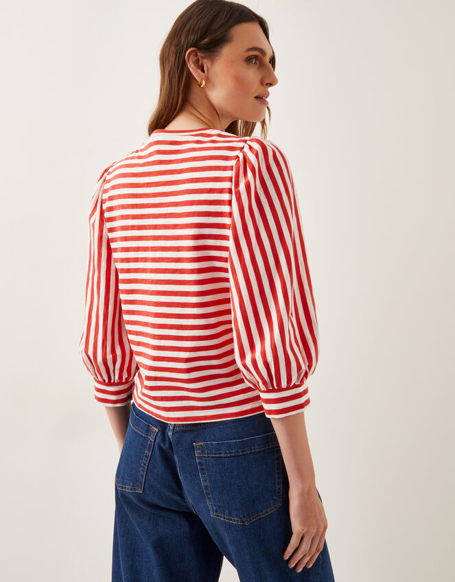Sally Stripe Jersey Top, Red (RED), large