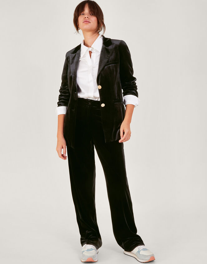 Verity Velvet Single Breasted Jacket, Black (BLACK), large