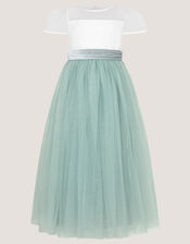 Velvet Bow Bridesmaid Dress, Green (SAGE), large