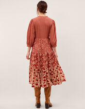 Palmer Floral Jersey Midi Dress, Red (RED), large