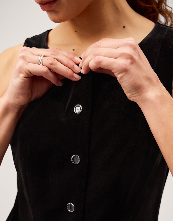 Vanessa Sleeveless Velvet Pleated Midi Dress, Black (BLACK), large