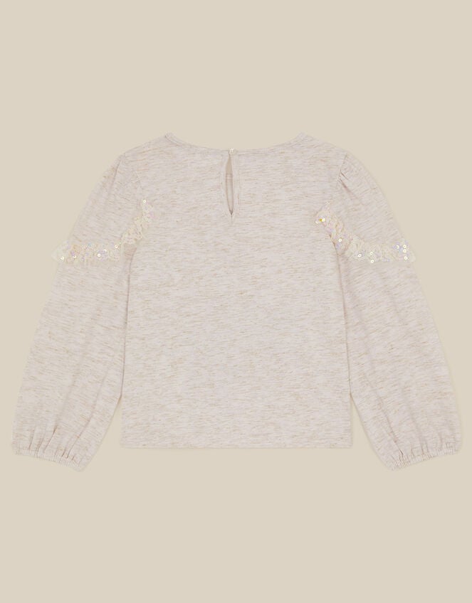 Sequin Ballerina Long Sleeve Top, Ivory (IVORY), large