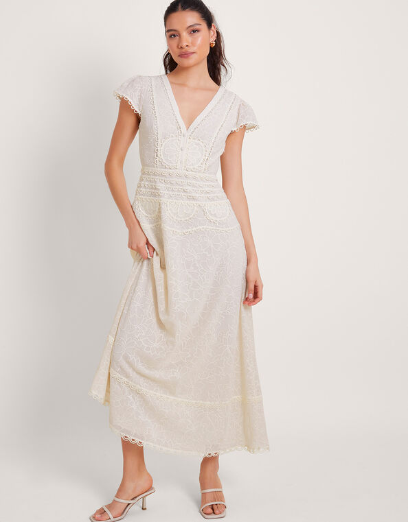Irene Broderie Dress, Cream (CREAM), large
