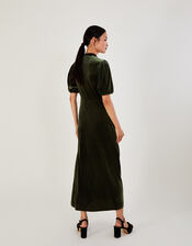 Veronique Velvet Shirt Dress, Green (OLIVE), large