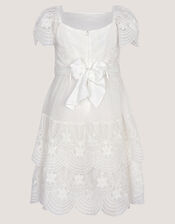 Isabel Lace Scallop Tiered Party Dress, Ivory (IVORY), large