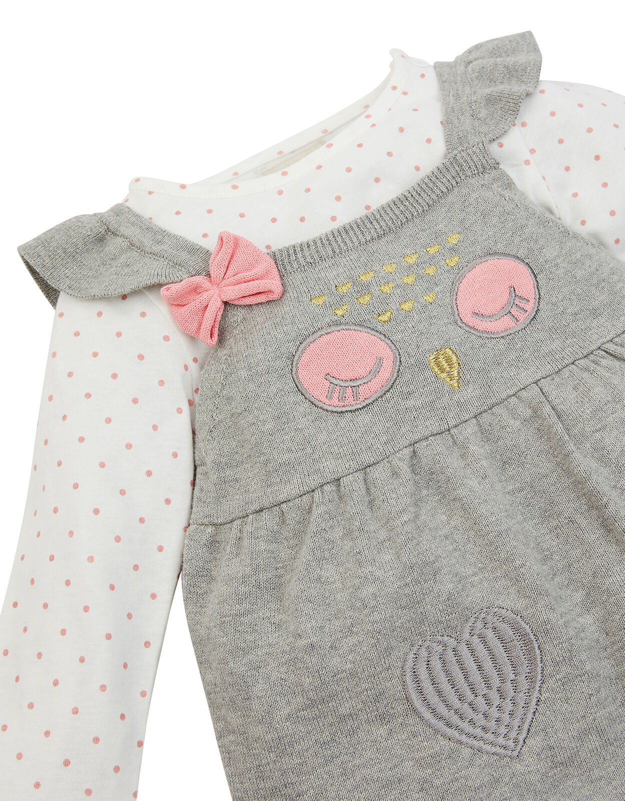 Newborn Baby Owl Knit Dress and Top Set Grey