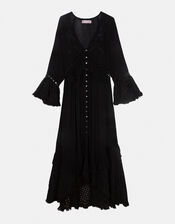Piti Cuiti Frilly Cutwork Maxi Dress, Black (BLACK), large