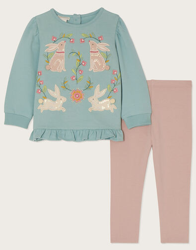 Baby Bunny Sweat Top and Leggings Set, Teal (TEAL), large