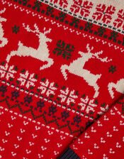 Christmas Reindeer Fair Isle Jumper, Red (RED), large