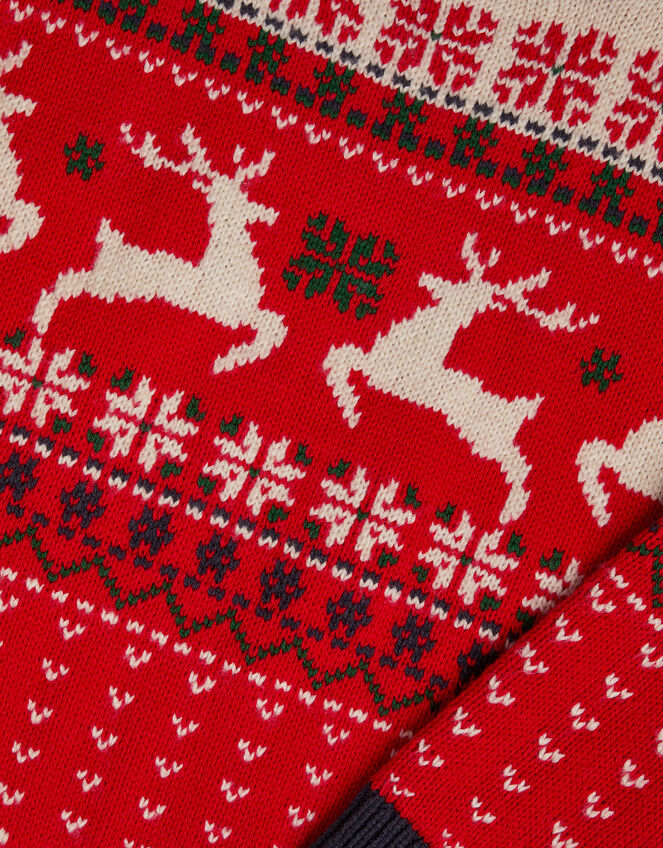 Christmas Reindeer Fair Isle Jumper, Red (RED), large