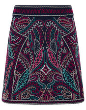 Emmy Embroidered Mini Skirt in Organic Cotton, Blue (NAVY), large